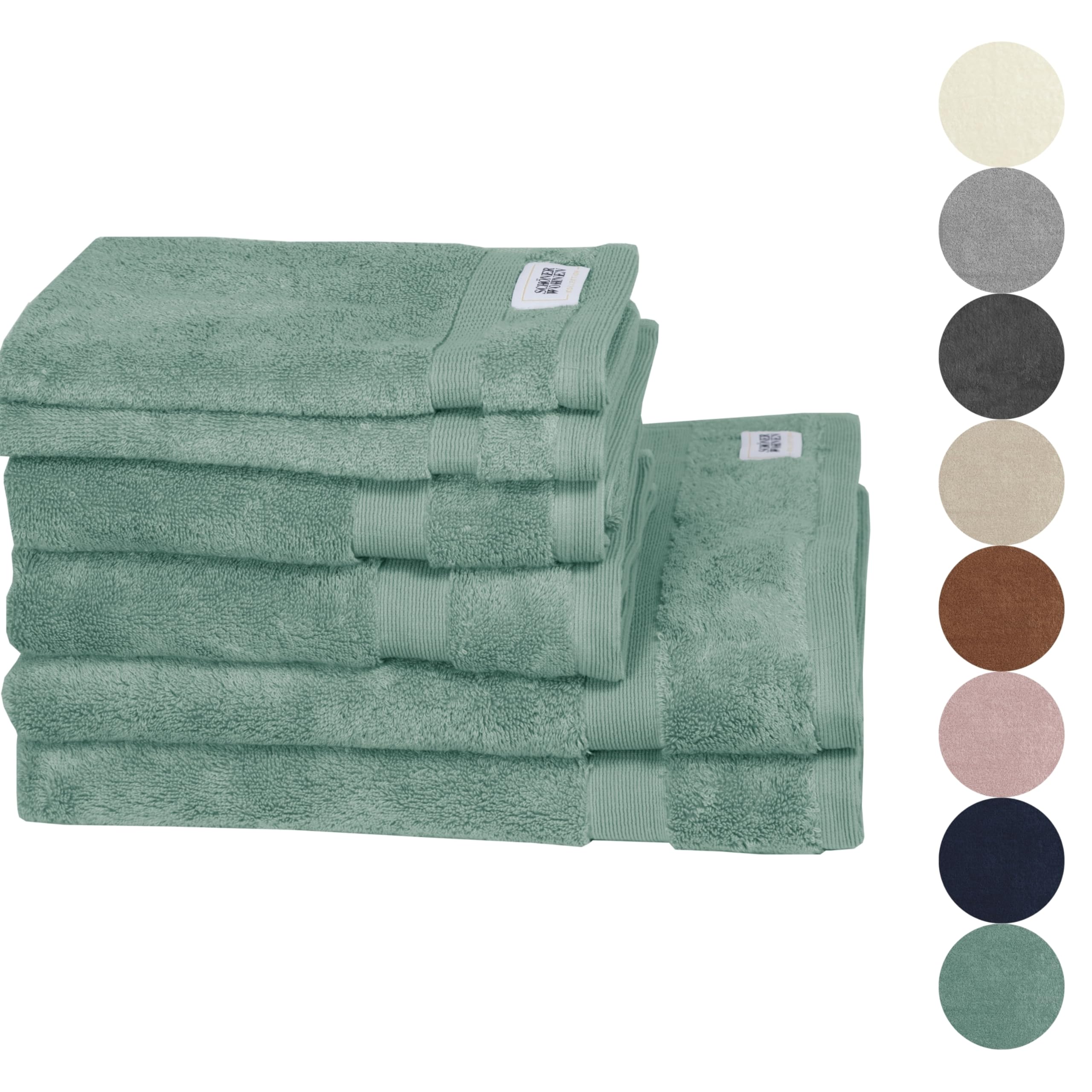Set 6 Guanti Da Bagno In Spugna Schöner Wohnen - 100% Cotone 500 G/m², 16x21 Cm, Bianco, Asciugamani Luxury, Certificati Öko-Tex