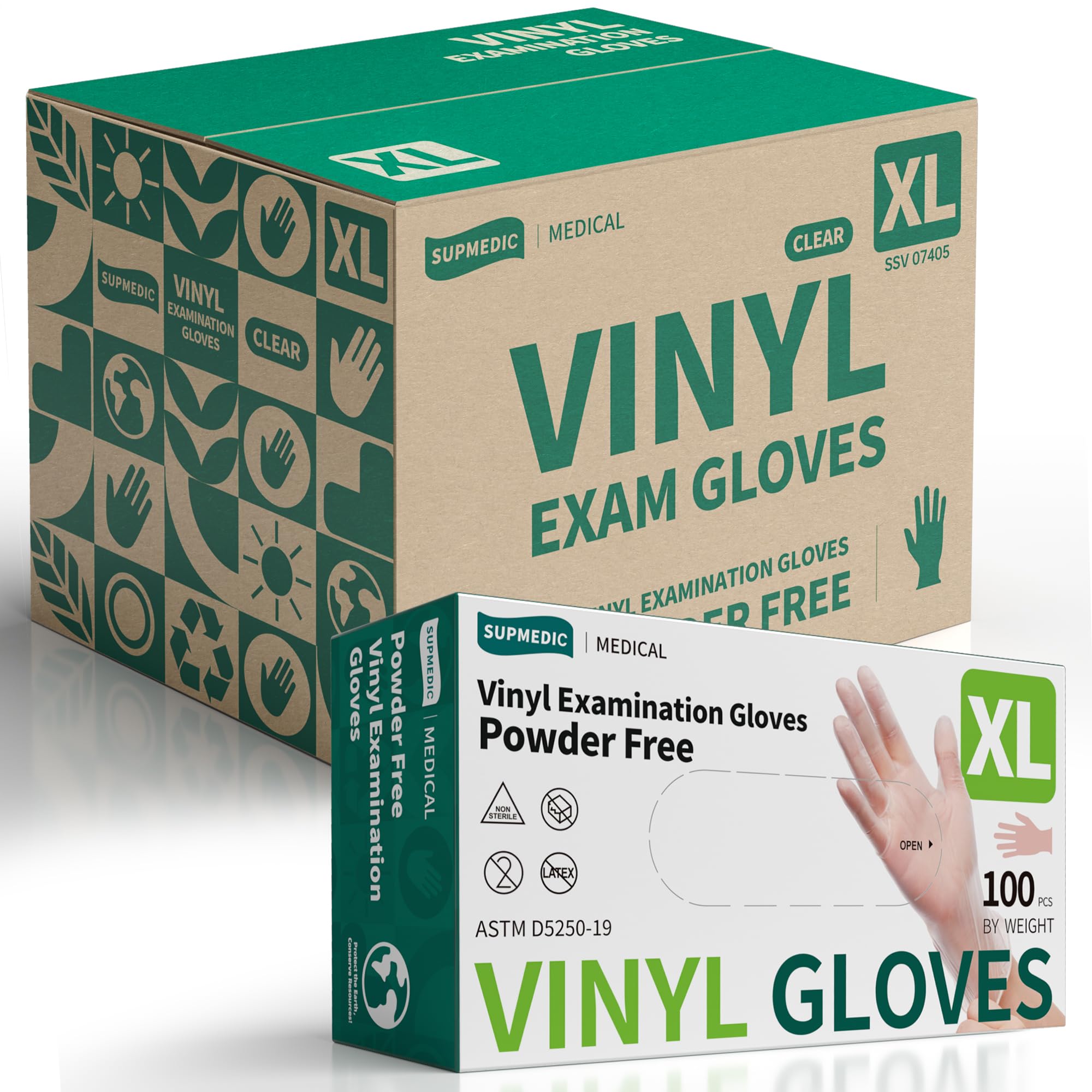 Supmedic Lot de 1 000 gants d'examen jetables en vinyle transparent, sans poudre et sans latex, de qualité alimentaire, 1 000 pièces (XL)