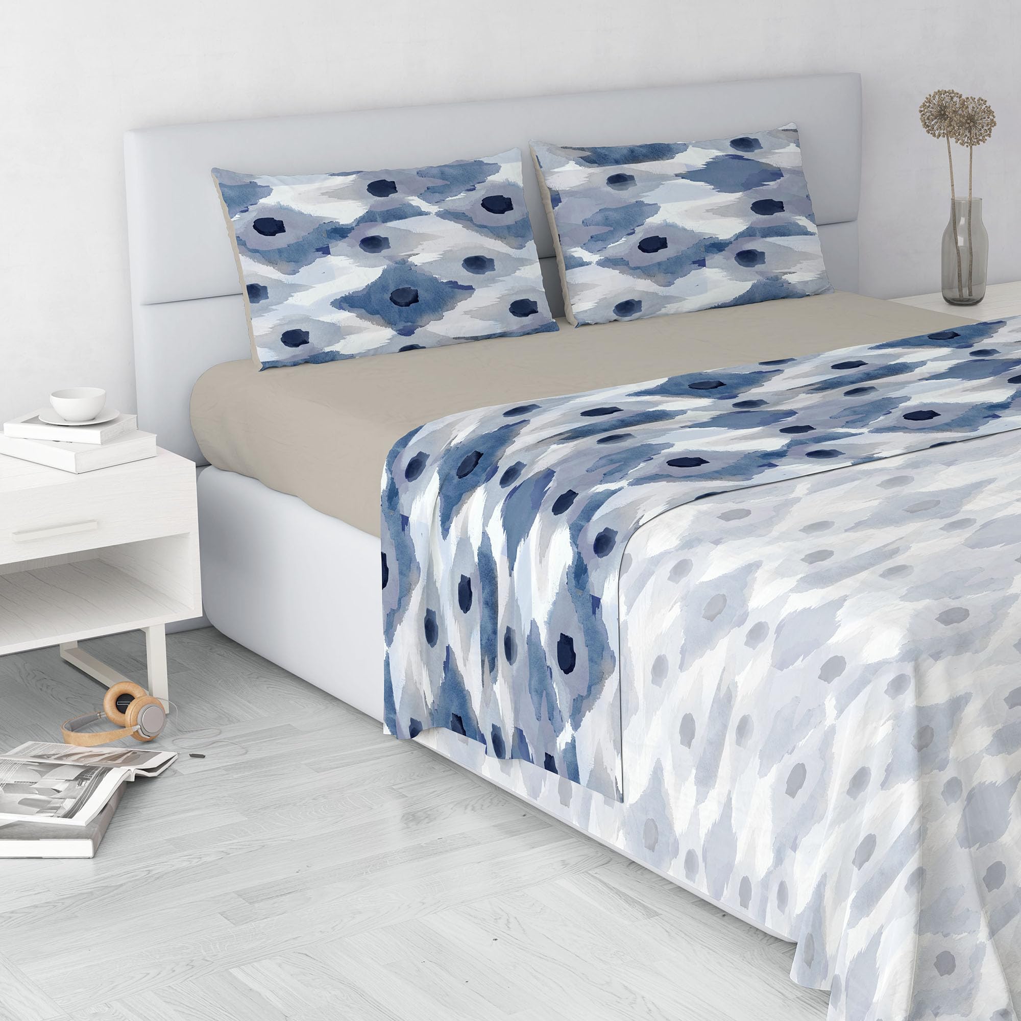 Italian Bed Linen Fashion Microfibre Duvet Cover Set, Made in Italy, Calypso, Double