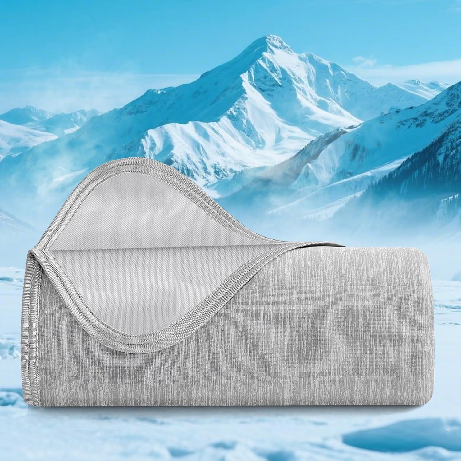 Bamboo Cooling Blanket – Double-Sided Soft Bed Throw Summer Blankets, Breathable Cold Bed Blanket for Night Sweats Sofa Home Office – 59″x79″, Light Gray