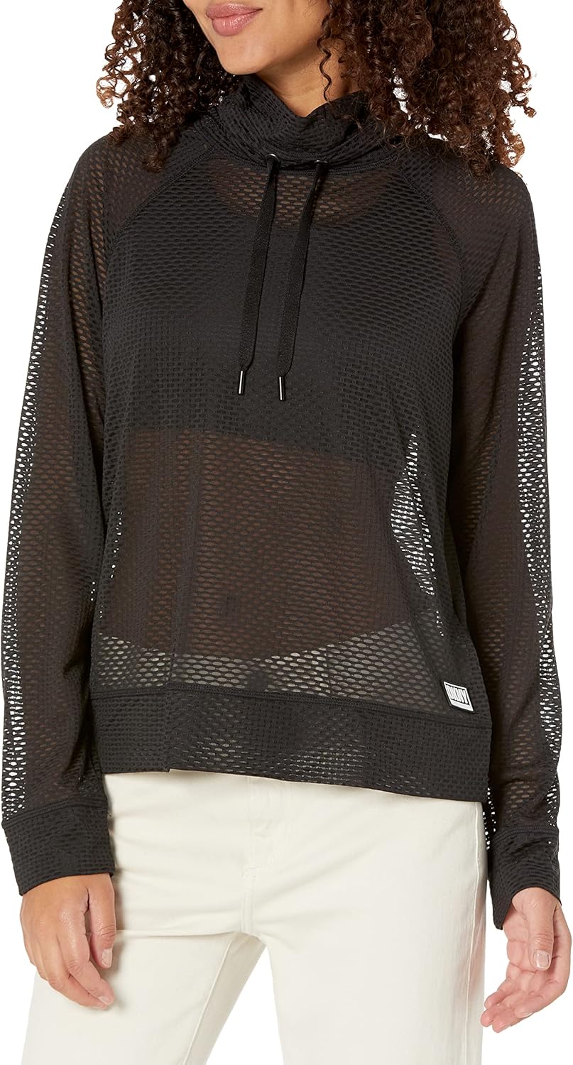 DKNY Women's Mesh Funnel Neck Top