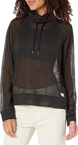 DKNY Women's Funnel Neck Honeycomb Mesh Top