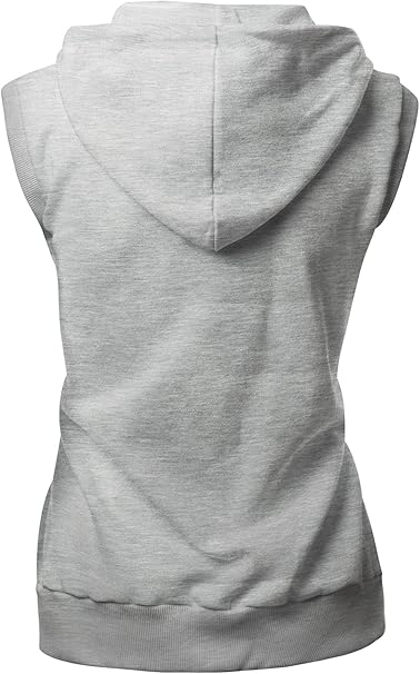 DRIX ■ 2WAY Sweat Hood Zip-up Vest Xpril Womens Cotton Zip Up Hoodie Vest Melange Gray XXXL at