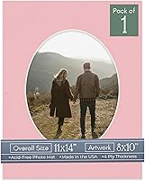 Vista 163 de CountryArtHouse Marco ovalado de 11 x 14 pulgadas, sin ácido, con núcleo blanco, corte biselado para fotos de 8 x 10 pulgadas, se adapta a marcos