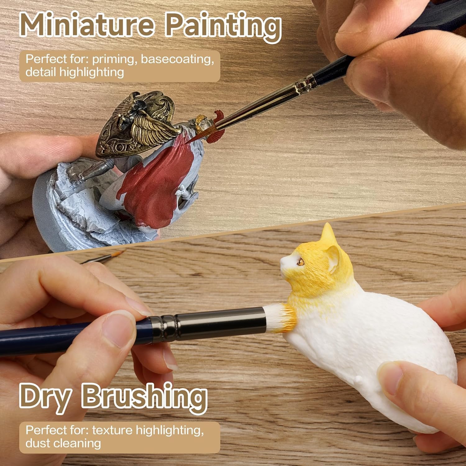 22-teiliges Miniatur-Pinsel-Set für Kunst – Modellpinsel für Acrylmalerei & Trockenpinsel Miniaturmalerei – 22 Pinsel für Kunstgeschenke & Acrylfarben Set, Aquarellpinsel für Künstler