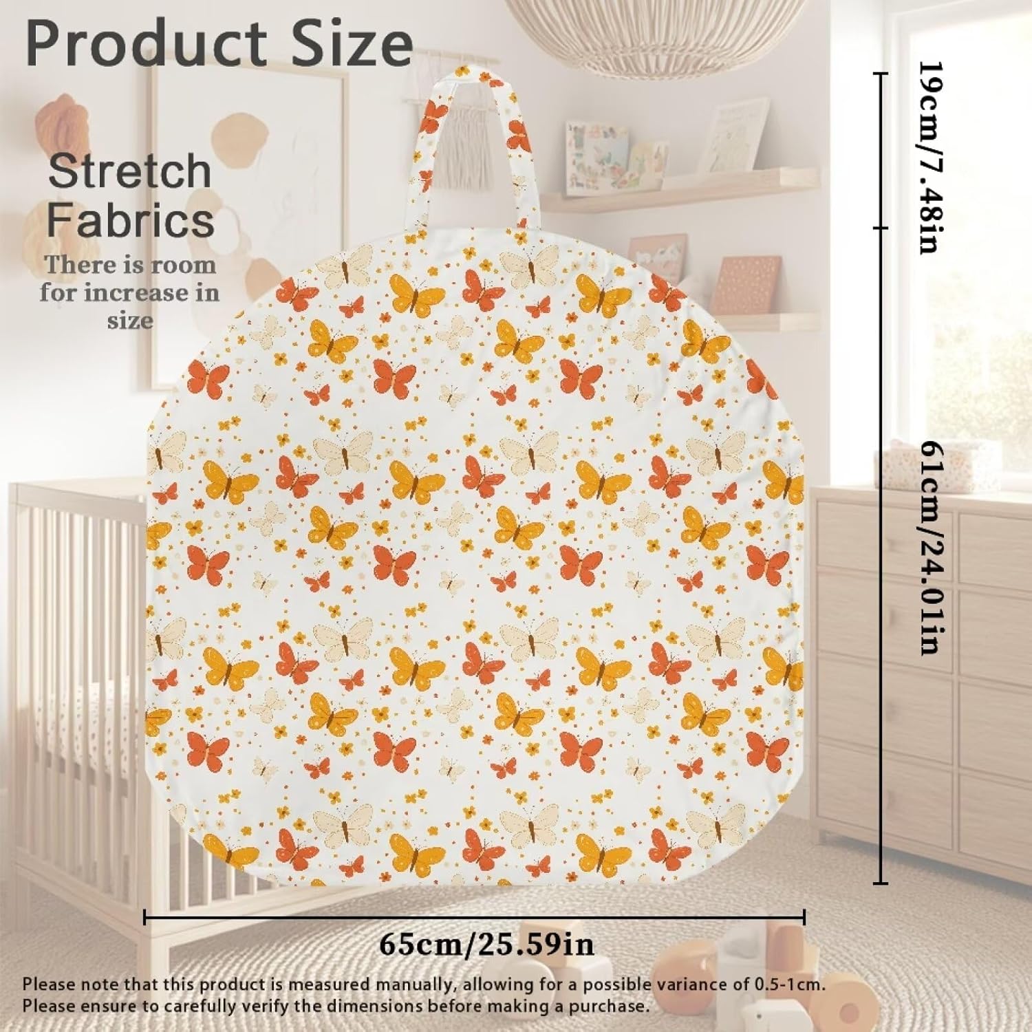 2 Pcs Orange Yellow Butterfly Newborn Lounger Cover, Removable Portable Infant Lounger Baby Floor Seat Cover Ultra Soft Sung Fitted Baby Lounger Slipcover