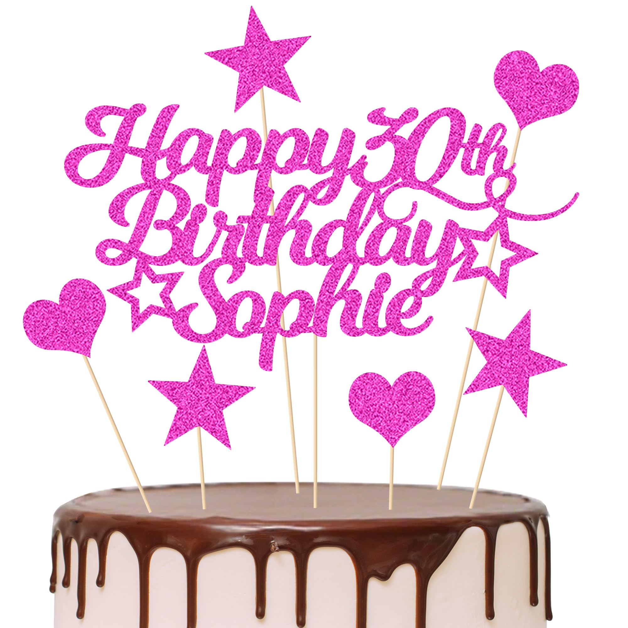 Personalized Birthday Cake Topper - Custom Name & Age Glitter Card, Double Sided, 6.3x4.7 Inches - View #10