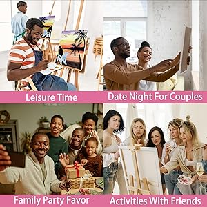 Nuberlic Painting Kit, 8x10 Inch, 8 Pcs Pre Printed Canvas, Love Theme, for Adults Kids, Paint and Sip Kit for Party Favor