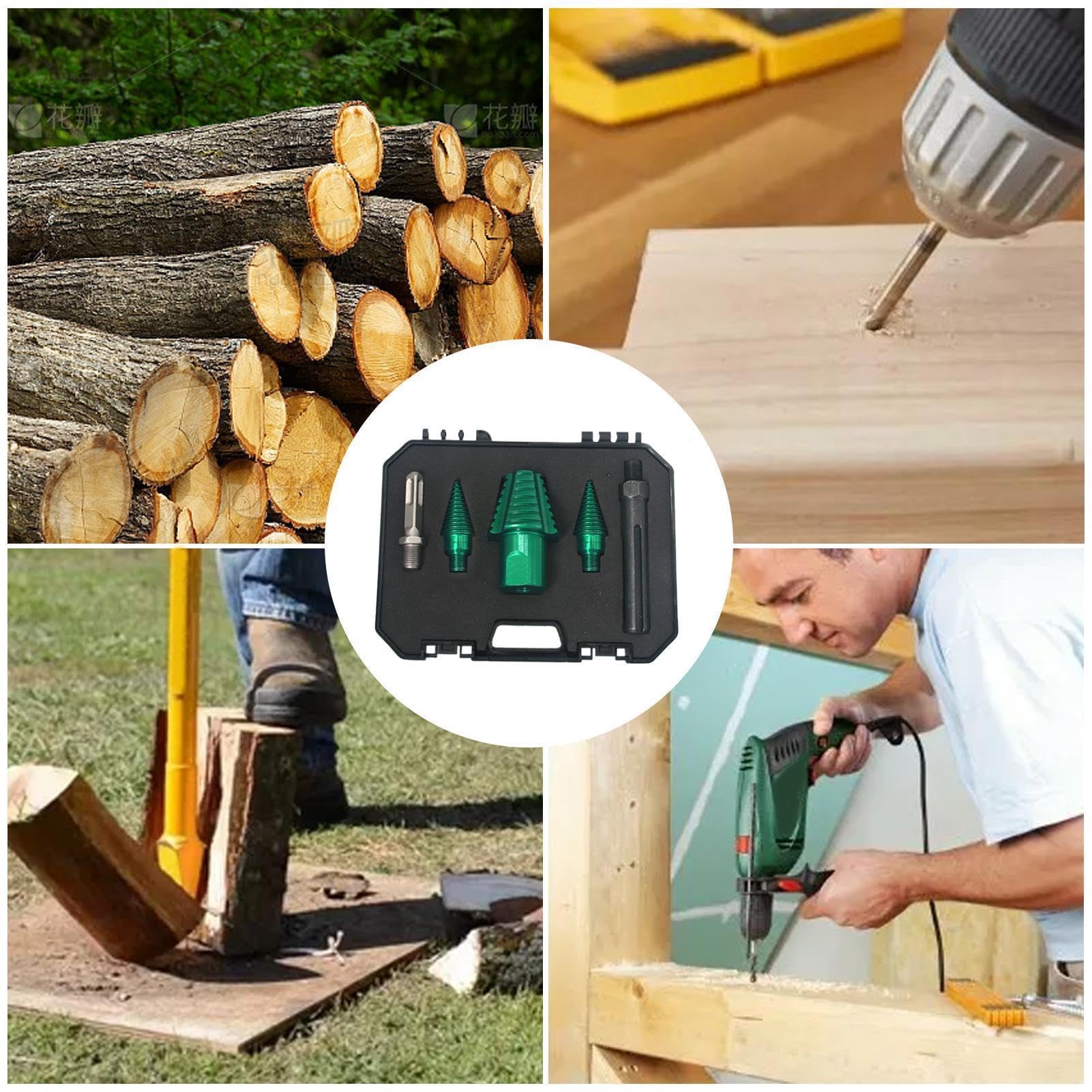 Broca Partidora De Troncos Para Leña Cono Roscado Corte Desmontable | Broca Cono Roscado Trabajo Pesado Para Montaje Muebles, Manualidades, Reparación Casa, Exterior, Camping, Granja
