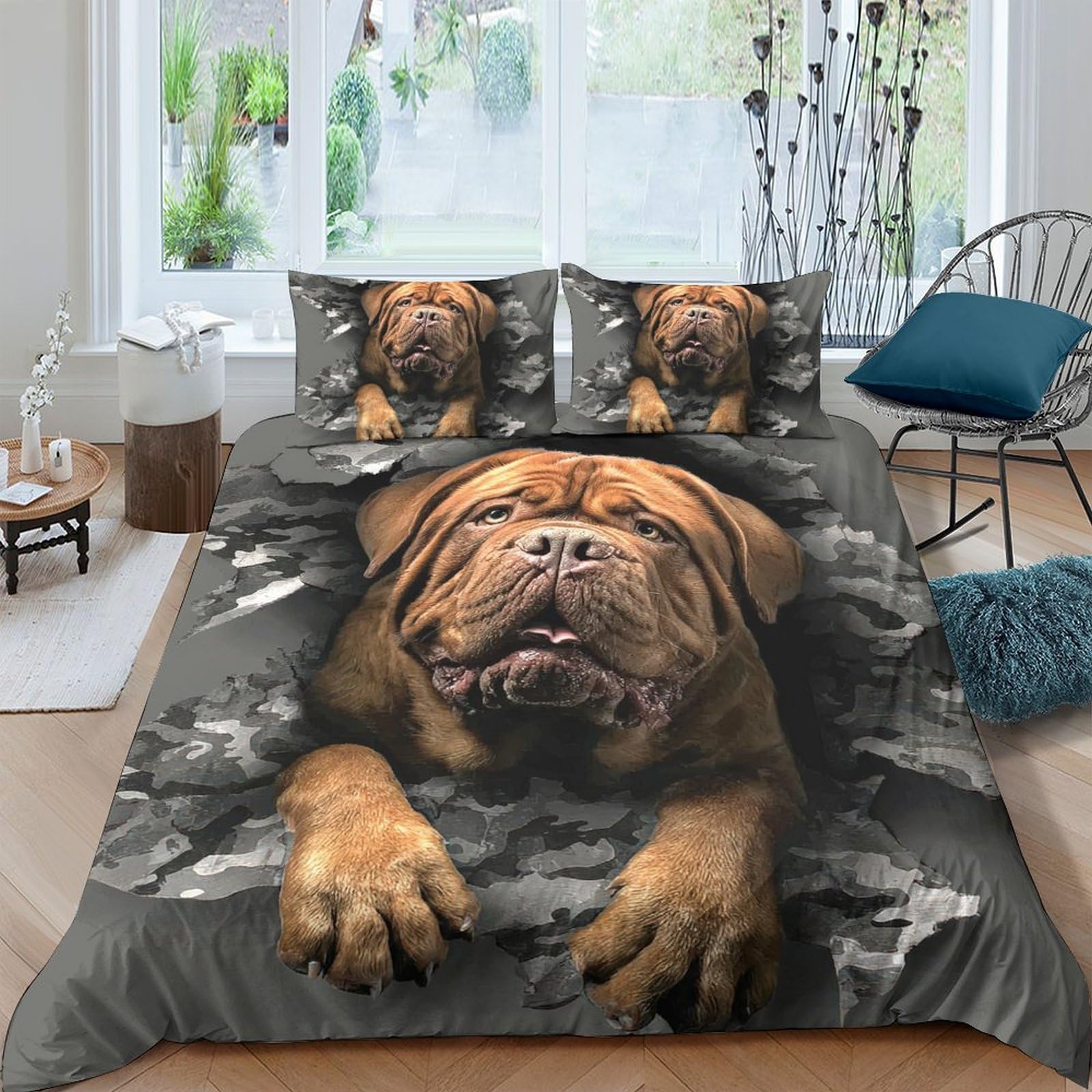 Ctjqhvkz Style-3 3D Printed Dog Face Fitted Sheet Microfiber Soft Animal Paw Bed Cover For Bedroom Guest Room Mattress Decor Single（135X200cm）