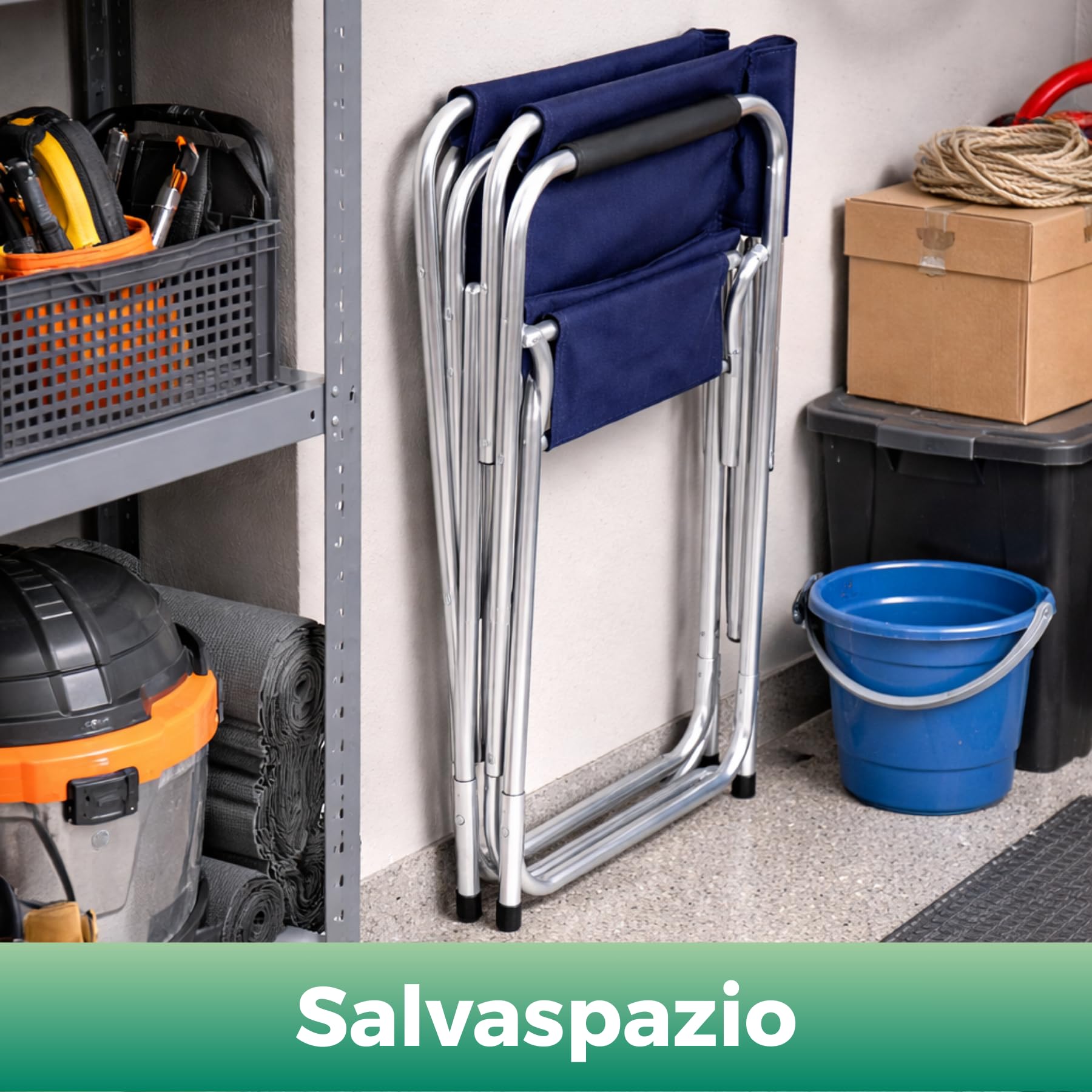 Set 2 Sedie Regista Pieghevoli in Alluminio, Poltrone Regista Campeggio con Braccioli Imbottiti, Salvaspazio e Facili da Trasportare, per Esterno, Giardino, Terrazzo, Sale riunioni, Spiaggia (Grigio)