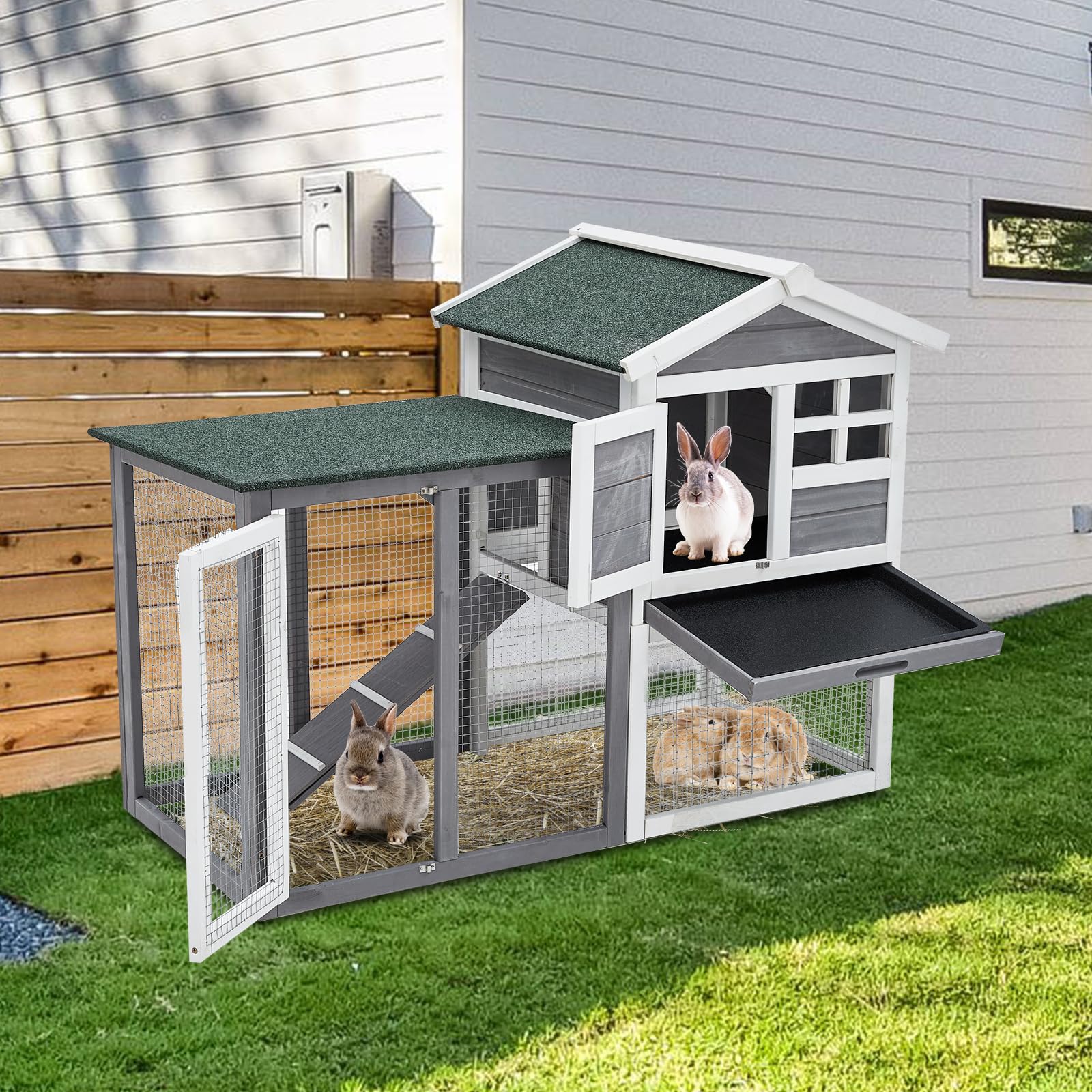 Amazon.com: 48'' Bunny Hutch Indoor with 1 Leak-Proof Trays