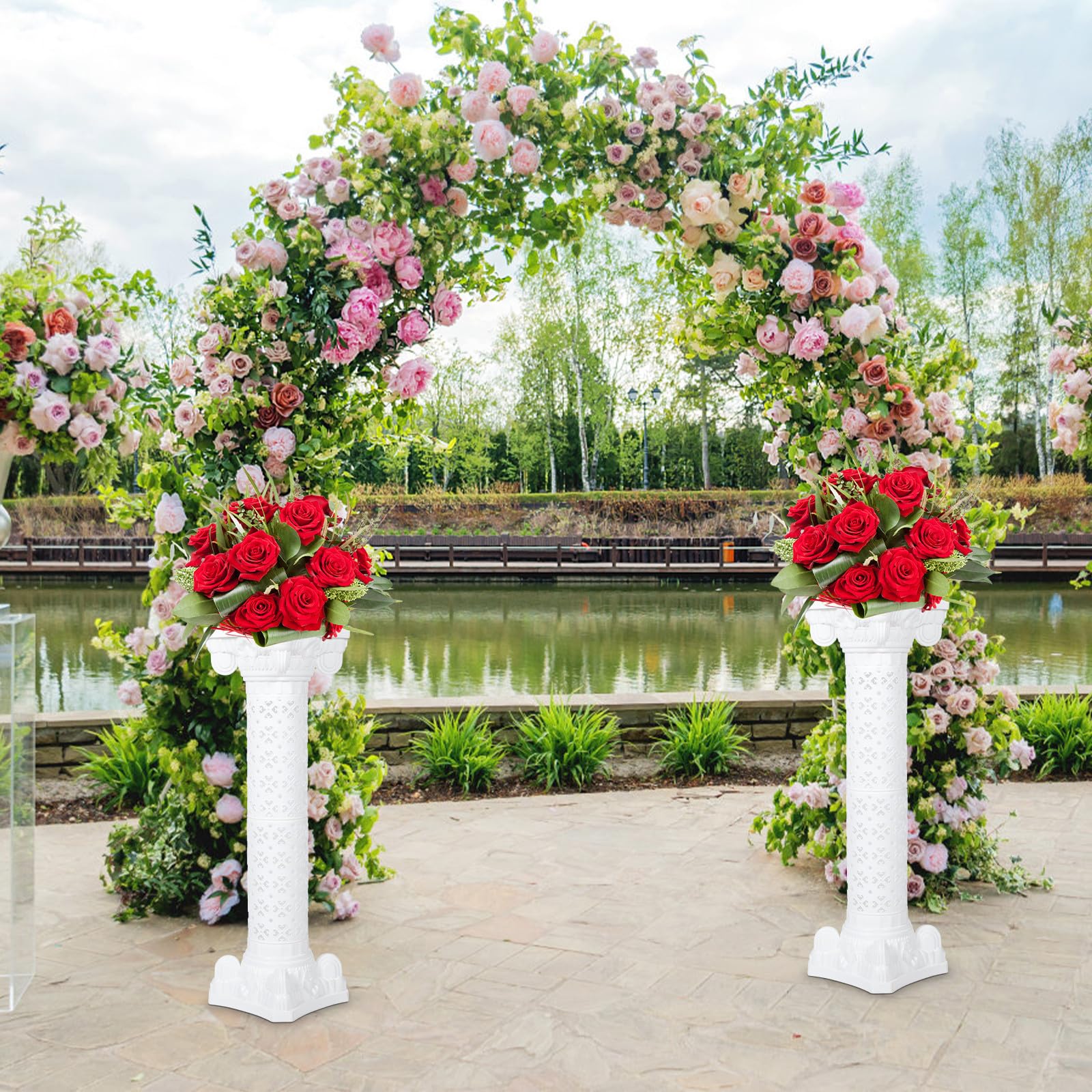 Zerodeko Europäischer Großer Pflanzkübel Vintage aus Bruchsicherem Kunststoff Blumentopf mit Stabiler Platzierung für Draußen für Veranda und Garten