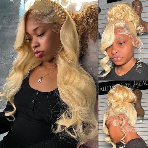 Alipeacock 360 Body Wave 613 Lace Front Wig Human Hair 200% Density Blonde 360 Lace Front Wigs Human Hair Pre Plucked Full Lace Wigs Human Hair 26inch