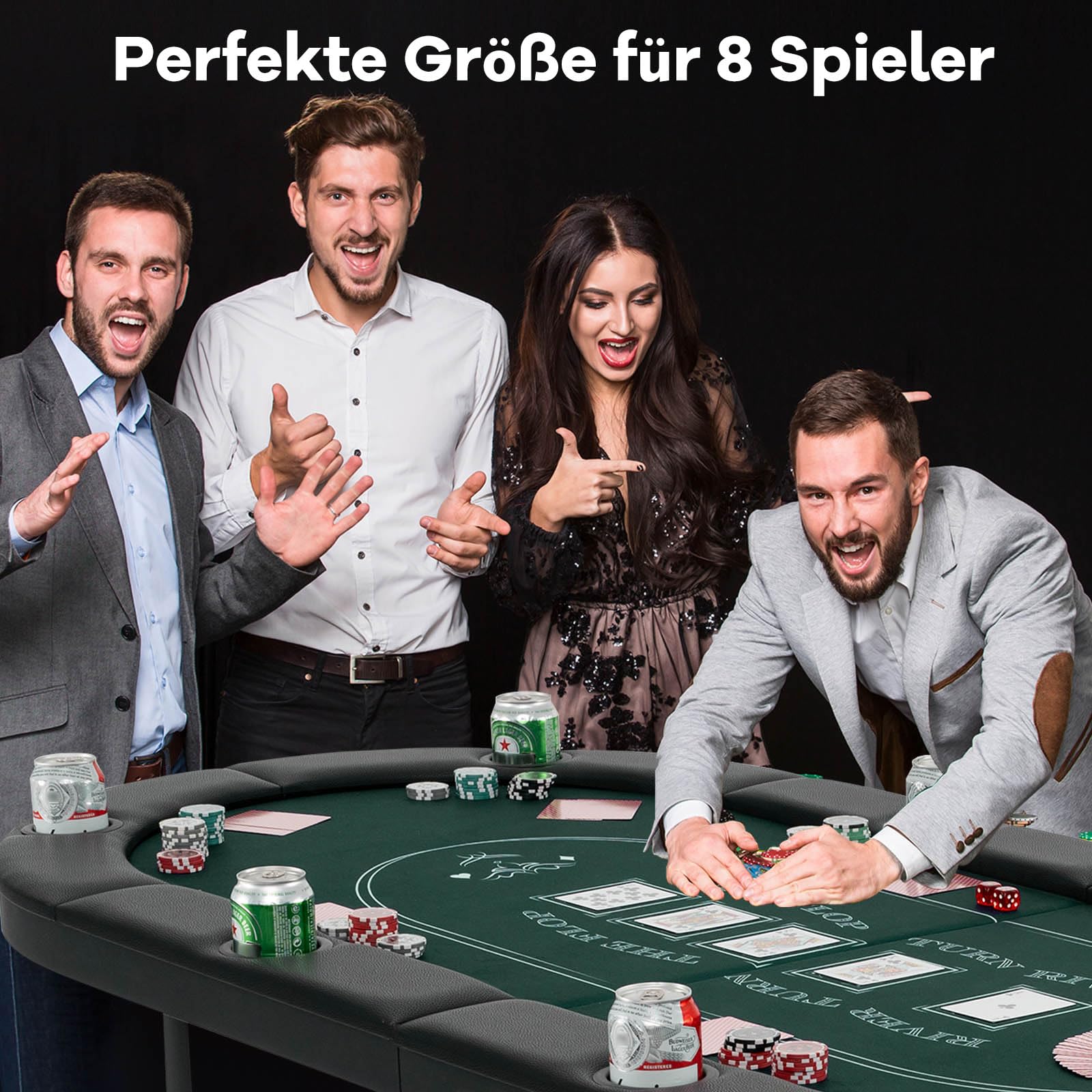 GOPLUS Pokertisch für 8 Spieler 182 cm klappbar Kartenspieltisch mit Getränkehaltern aus Metall