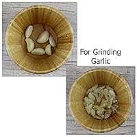 Vista 5 de EIKS Mortero de bambú y maja con tapa para moler ajo especias hierba jengibre granos de pimienta herramienta de cocina