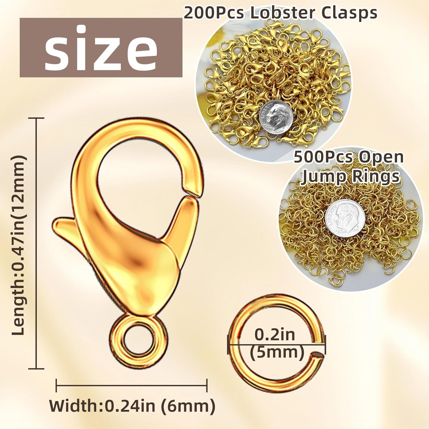 700Pcs Lobster Claw Clasps and Open Jump Rings Set, 14K Gold and Silver Necklace Clasps and Closures Lobster Parrot Trigger Clasp for Jewelry Making - Image 2