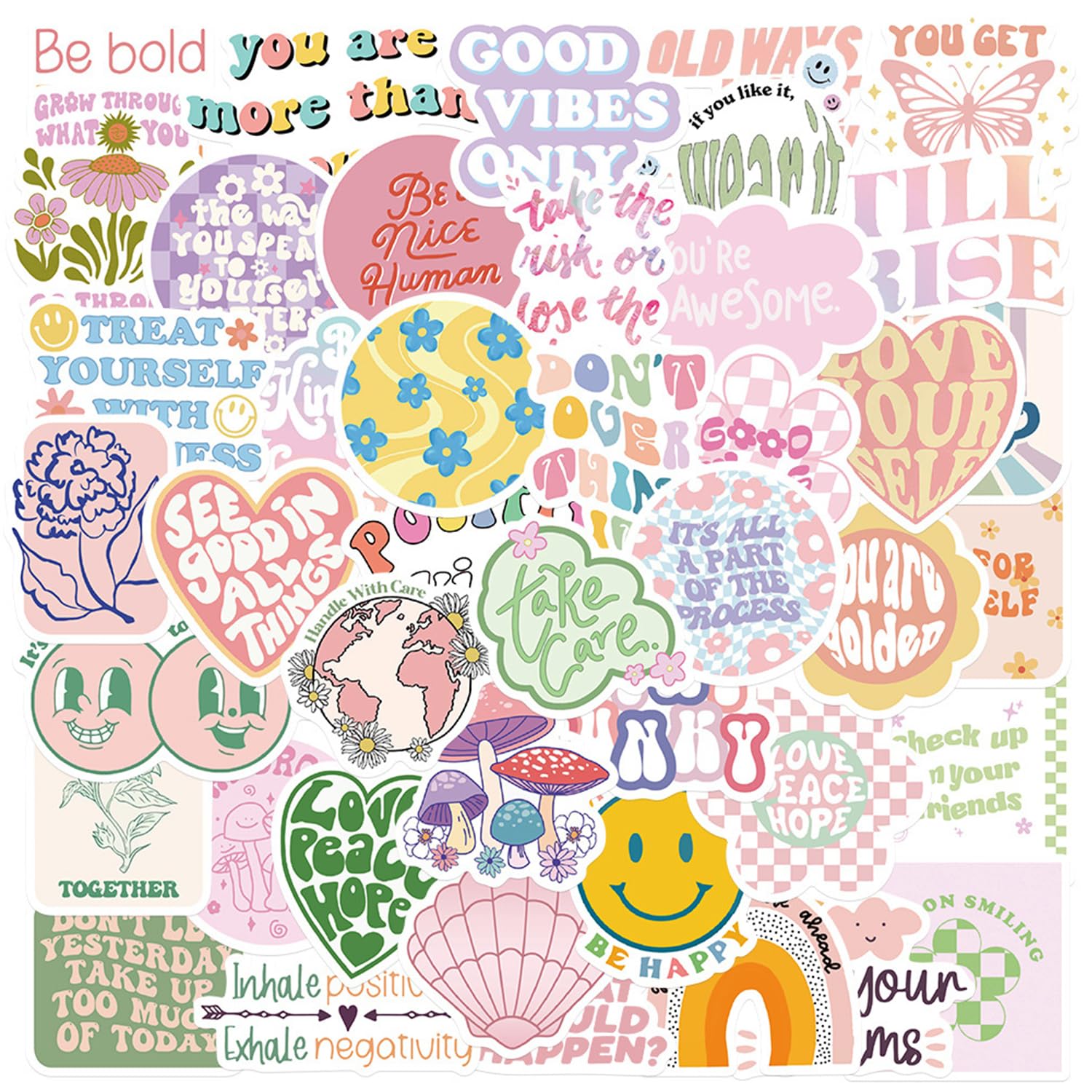 Pegatinas Inspiradoras Rosa 100 Piezas Stickers Aesthetic Estímulo Pegatinas Impermeables Vinilo Stickers para Portátiles Guitarras Teléfonos Móviles Monopatines