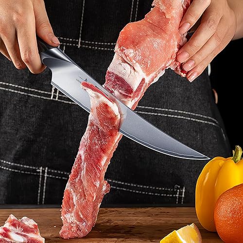 Miniatura 7 de HOSHANHO Cuchillo deshuesador de 6 pulgadas, cuchillo de filete de acero inoxidable de alto carbono para pescado, cuchillos de fileteado de cocina