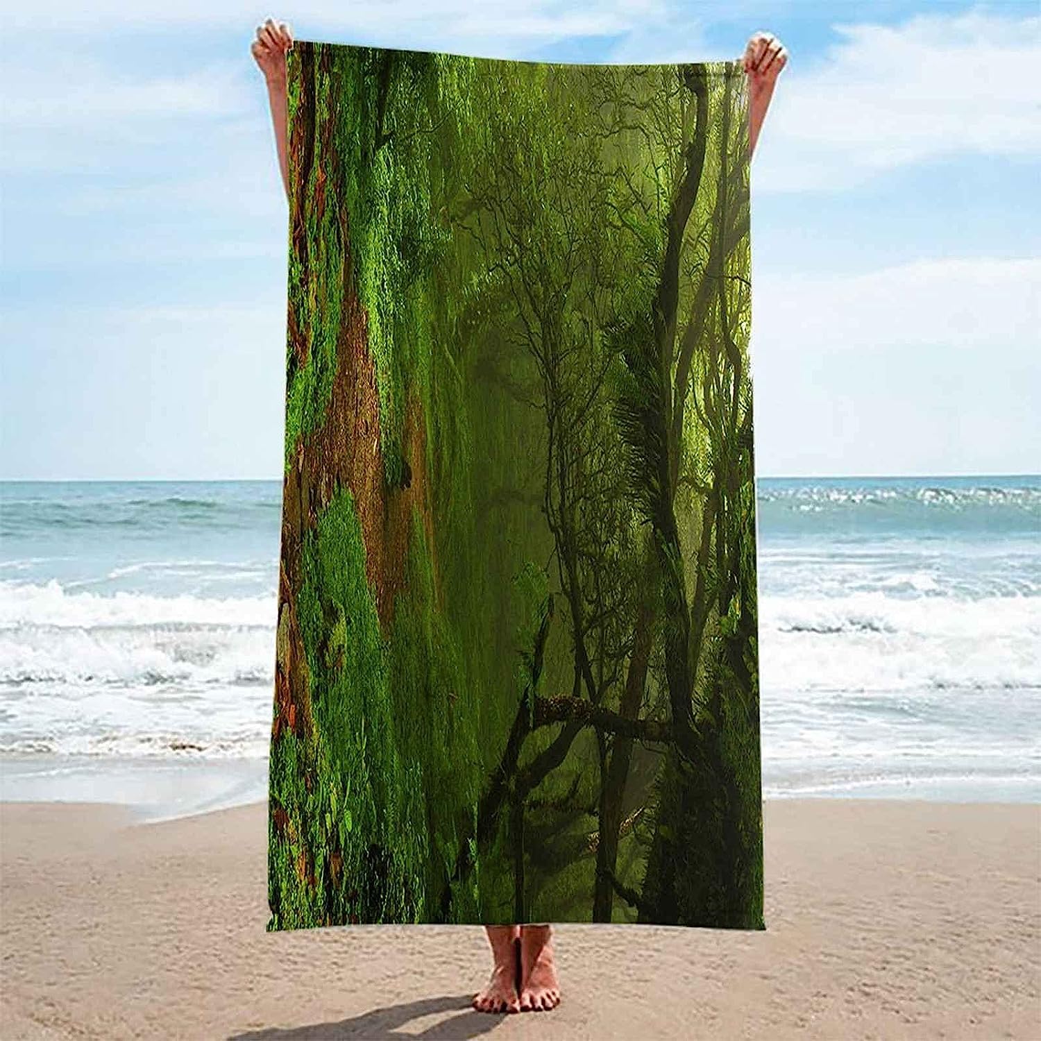 Telo Mare, Telo Fitness, Telo Da Palestra, 200 X 200 Cm, Asciugamano In Microfibra, Compatto, Asciugatura Rapida, Ultra Assorbente, Ultra Leggero, Per Sport, Tema Travel, Scenario Nat -6J4R-S5F8-2O9Z