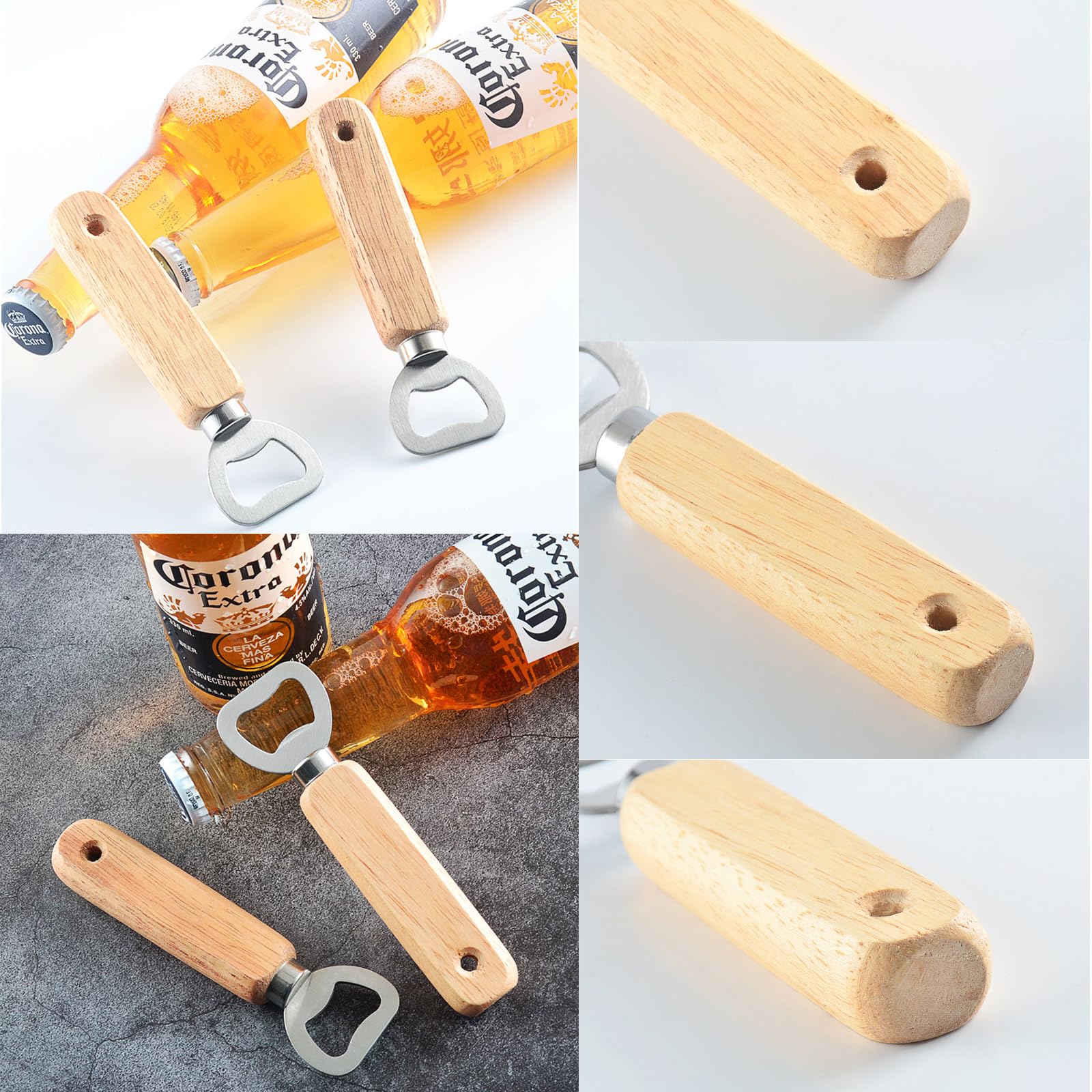 4er Set Gravierbare Bieröffner Mit Holzgriff – DIY Geschenk Für Männer & Feste
