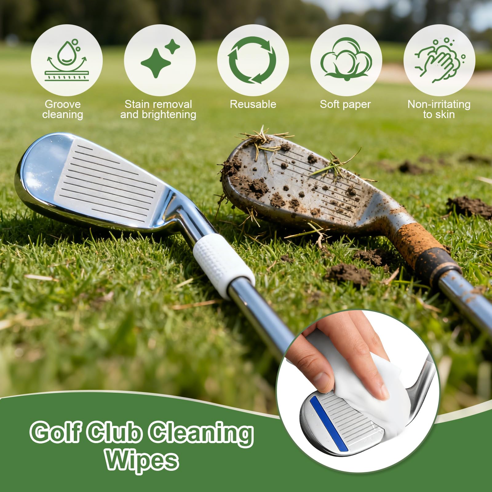 flintronic 3 Pezzi Salviette da Golf, Salviette Detergenti per Golfisti per Aste, Mazze e Palline, Accessori da Golf per Uomini e Donne