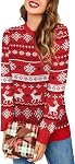 Zeagoo Womens Ugly Christmas Sweater Cute and Funny Christmas Tree Reindeer Knit Pullover Tops for Wintertime Holiday Parties