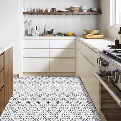 Miniatura 8 de Adhesivos autoadhesivos para suelo de 8 x 8 pulgadas, adecuadas para pared, piso, cocina, baño, casa de mascotas, chimenea, 10 hojas de calcomanías