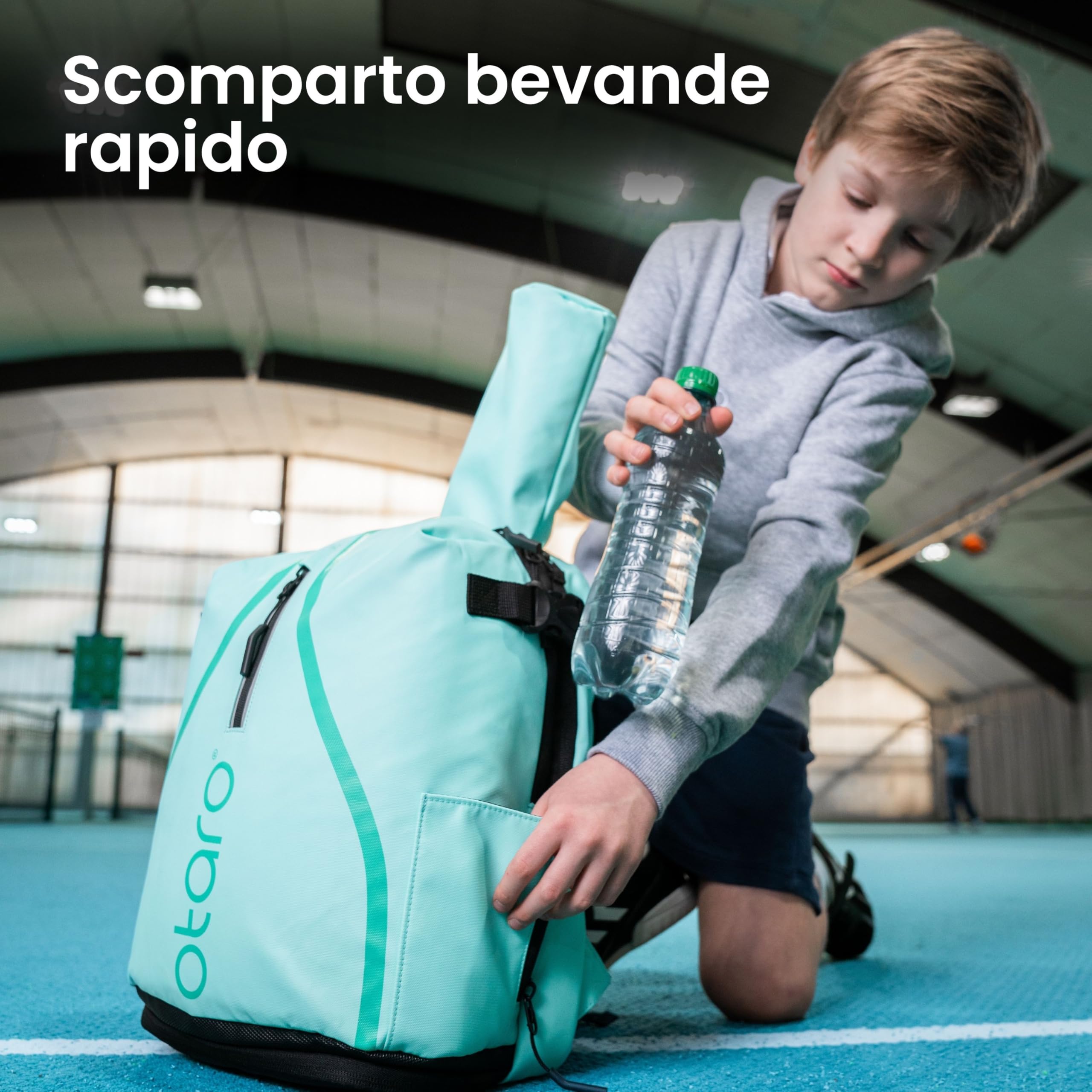 Otaro Zaino tennis bambini | 19 L | Zainetto bambino dai 5 agli 11 anni | Zaino con porta scarpe e porta racchetta tennis bambino | Leggero e riflettente | Zaino sportivo per ragazzi e ragazze