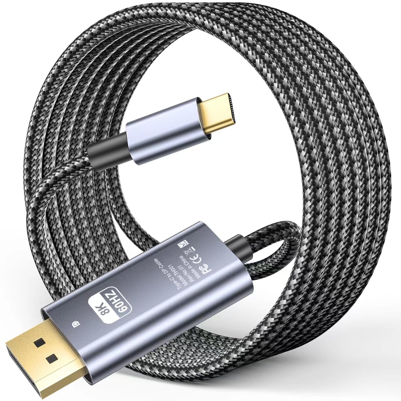 Câble USB-C Vers DisplayPort 8K 60Hz - 2m, Compatible MacBook, IPhone 15, Thunderbolt