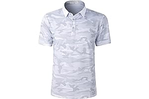 Men's Camo Golf Shirts Moisture Wicking Slim Fit Short/Long Sleeve Dry Fit Golf Polos