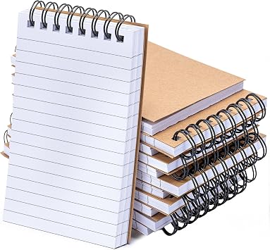 deli Kraft Pocket Notebooks Set of 12, 3x5 Small Spiral Notebooks 80gsm Thick Paper No Bleed, 360 Lies Flat Mini Notepads, 100 Pages Lined Journal for Work School Home Office - Vintage Brown