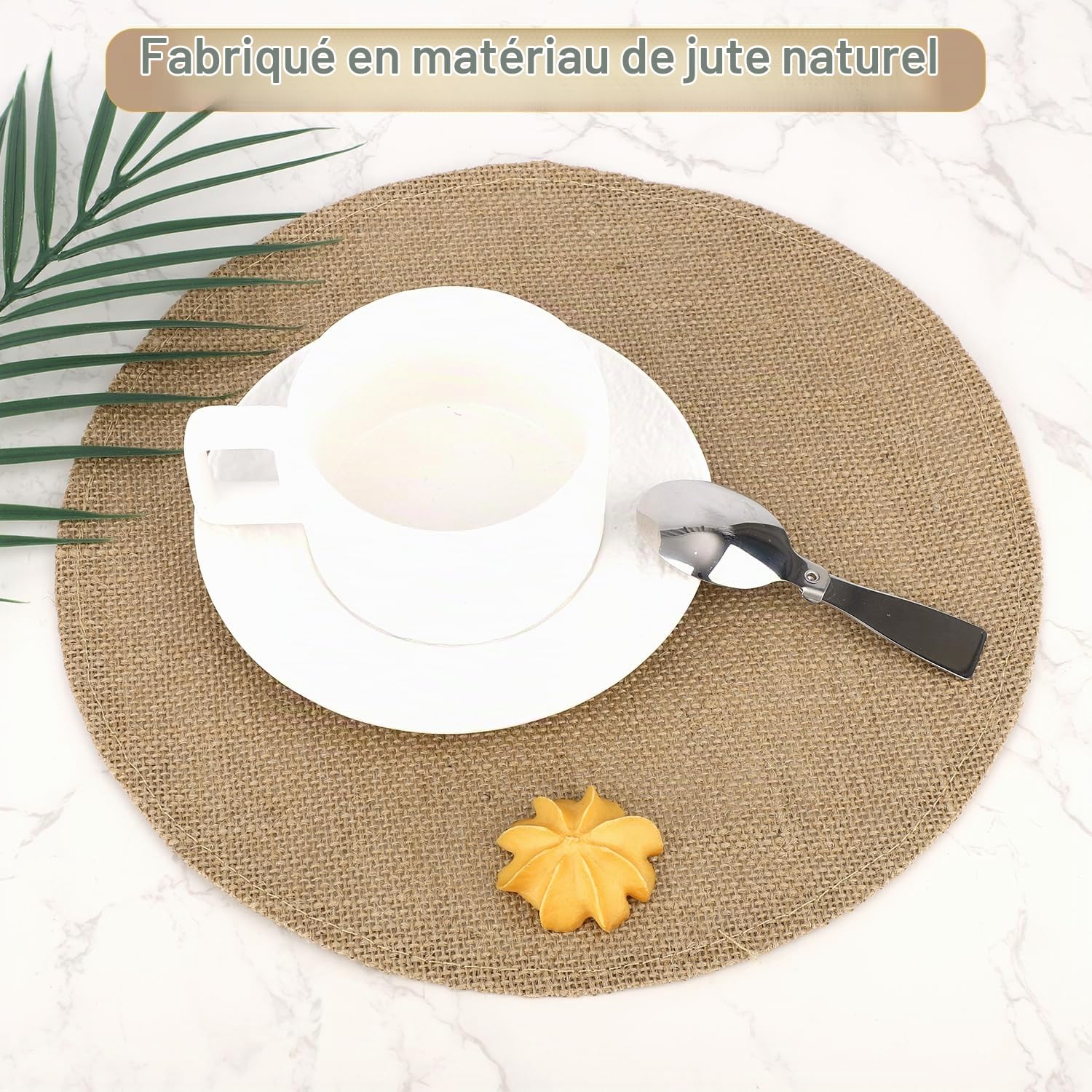 50pcs Sets Table Ronds Toile Jute, 30cm Sets Table Réutilisables Marron Jute Résistants Chaleur Décoration Champêtre pour Mariages Fêtes Dîners Rustiques