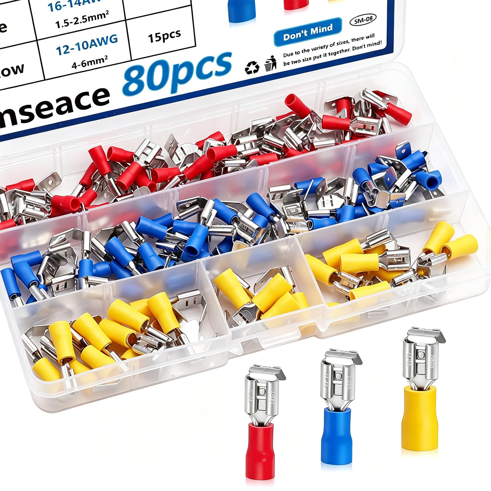 レディピッグ smseace 50 PCS Red Blue and Yellow Terminals 22-16/16-14/12-10 AWG