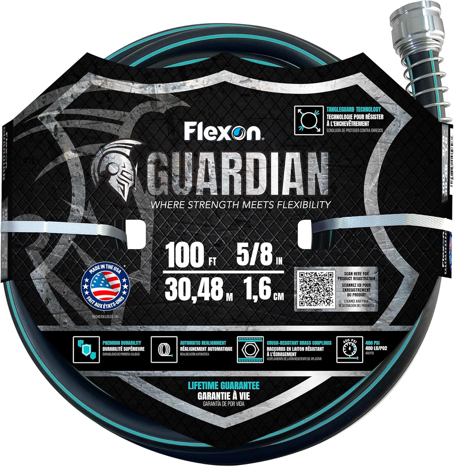 Flexon 5/8" x 100 ft. Guardian Heavy Duty Kink Resistant Garden Hose with TangleGuard Technology – Durable, Flexible, Tangle-Free Watering, Ideal for Lawn, Garden, and Outdoor Use - Thumbnail 3