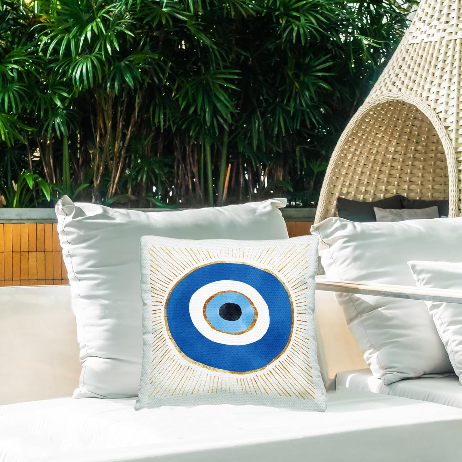 Stupell Industries Blue Spiritual Evil Eye Symbol Pattern Outdoor Pillow Design by Ziwei Li