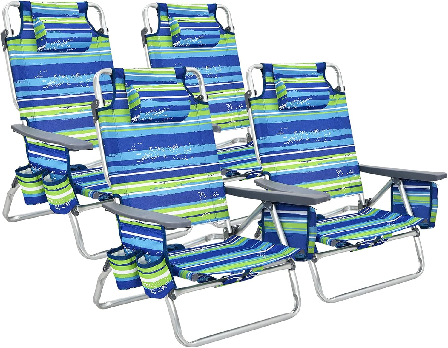 Giantex Beach Chair 4Pack Sling Camping Chair, Sunbathing Chairs with 5 Adjustable Position