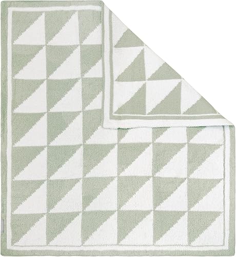Living Textiles Manta de felpilla para bebé, triángulo salvia, ultrasuave, gruesa y versátil, manta cálida para recién nacidos, manta para cuna,