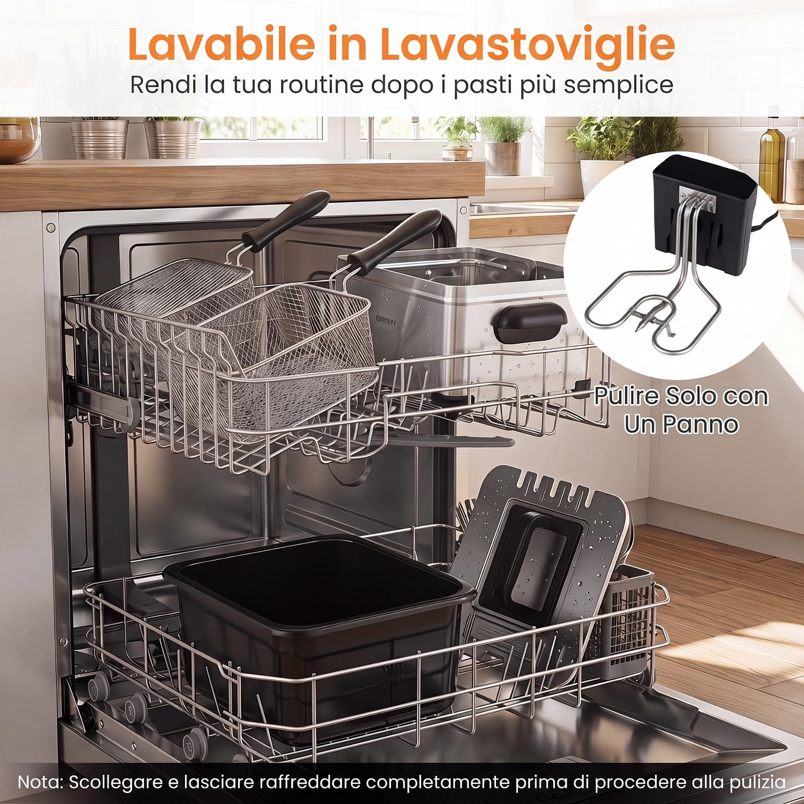 COSTWAY 1700 W Friggitrice ad Olio con Schermo LED e 3 Cestelli, 5L
