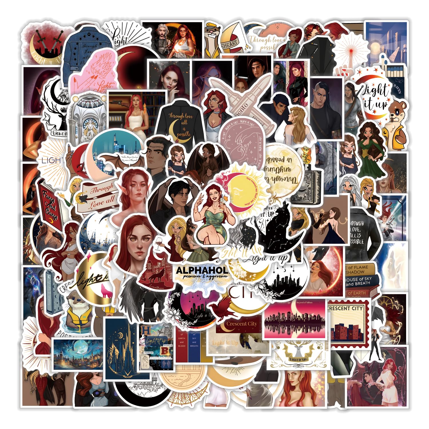 QIWENGO 110pcs Crescent City Stickers for Kids Girls Boys Teens Adults for Water Bottles Laptop Suitcase for Birthday Party Supplies Halloween