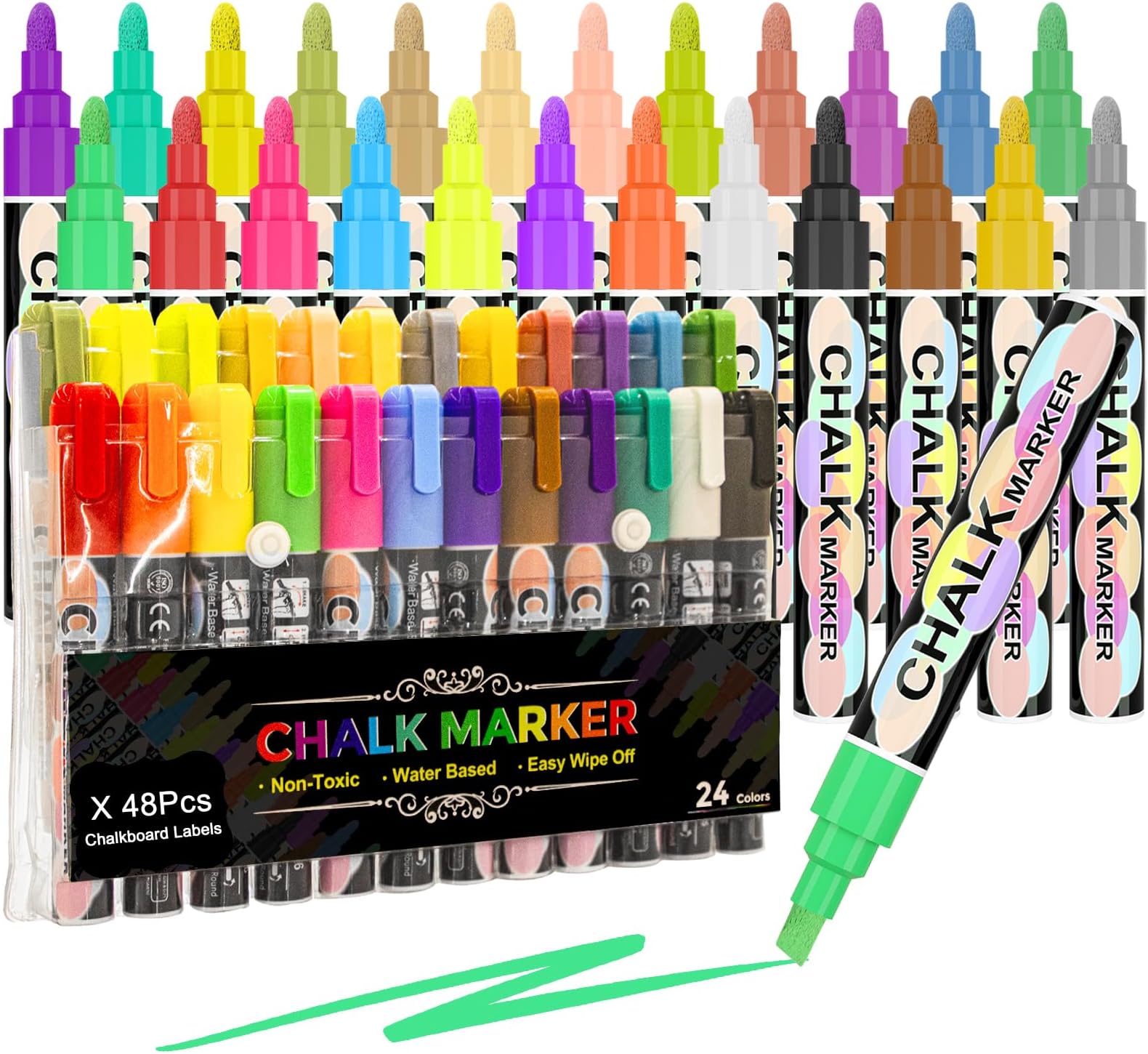 Liquid Chalk Window Markers for Glass Erasable Including 6 Metallic Colors&48