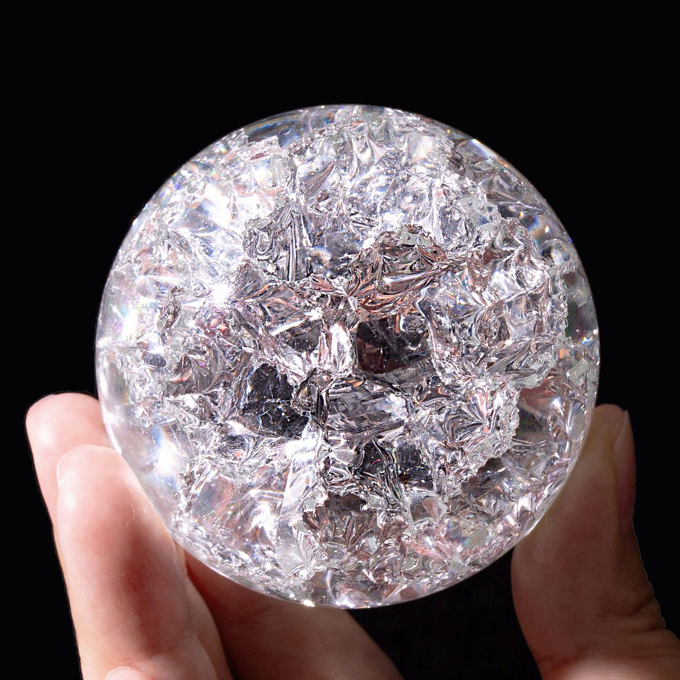 Sahoottie 60mm Ice Cracked Crystal Ball Paperweight Ice Cracked Glass Ball Gifts for Women Men Ice Cracked Glass Ball Ornaments - Image 2