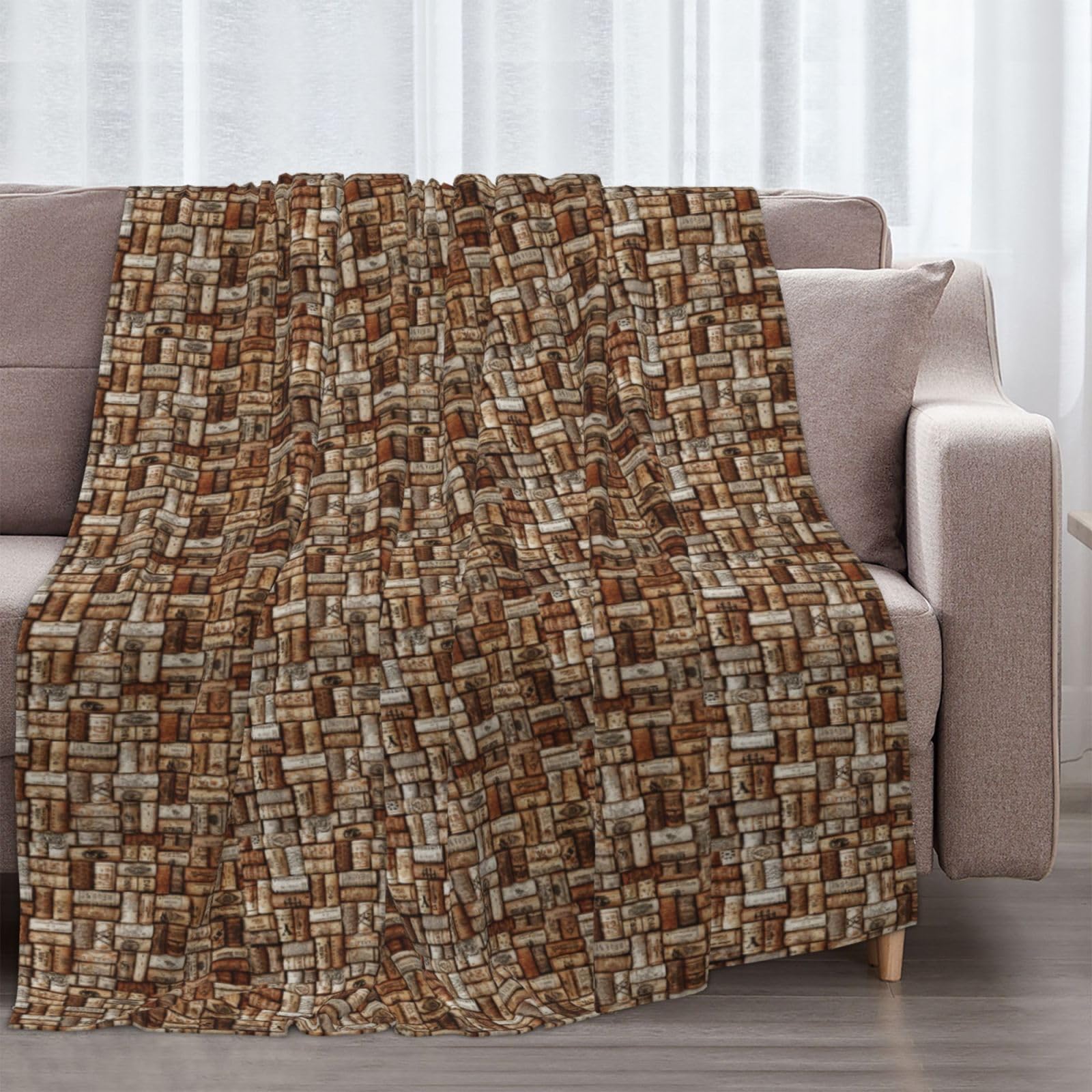 Couverture en flanelle avec imprimé liège, 177,8 x 203,2 cm, confortable, chaude, couverture d'hiver pour camping ou voyage
