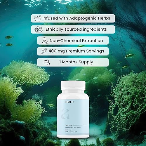 Miniatura 2 de mars by GHC Mars Surge - Tapas de musgo marino natural (60 N)  Embaladas con 84 minerales  Alimentado con aceite de semilla negra   Bienestar