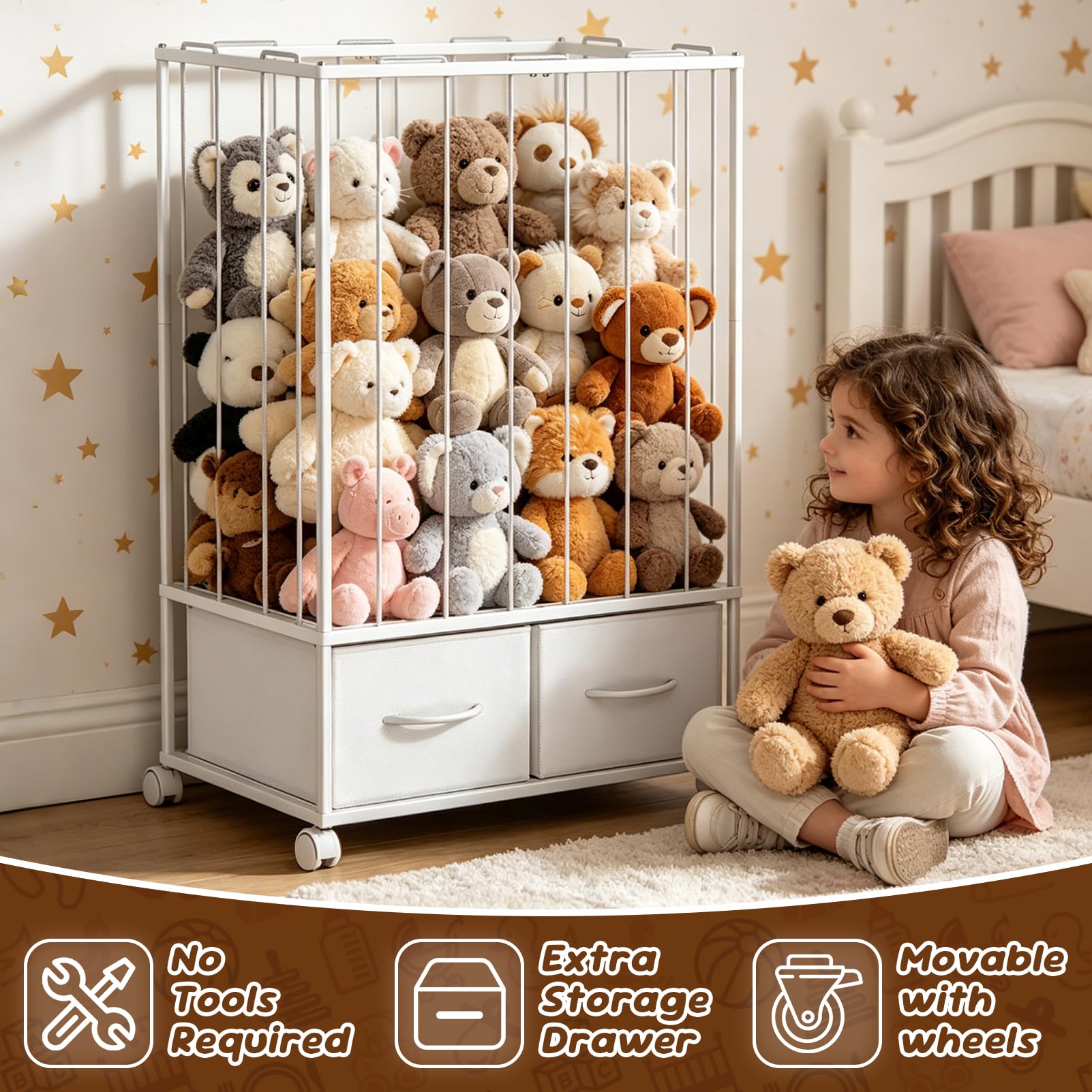 Organizador de Peluches, con Cajones, para Guardar Juguetes de Peluche