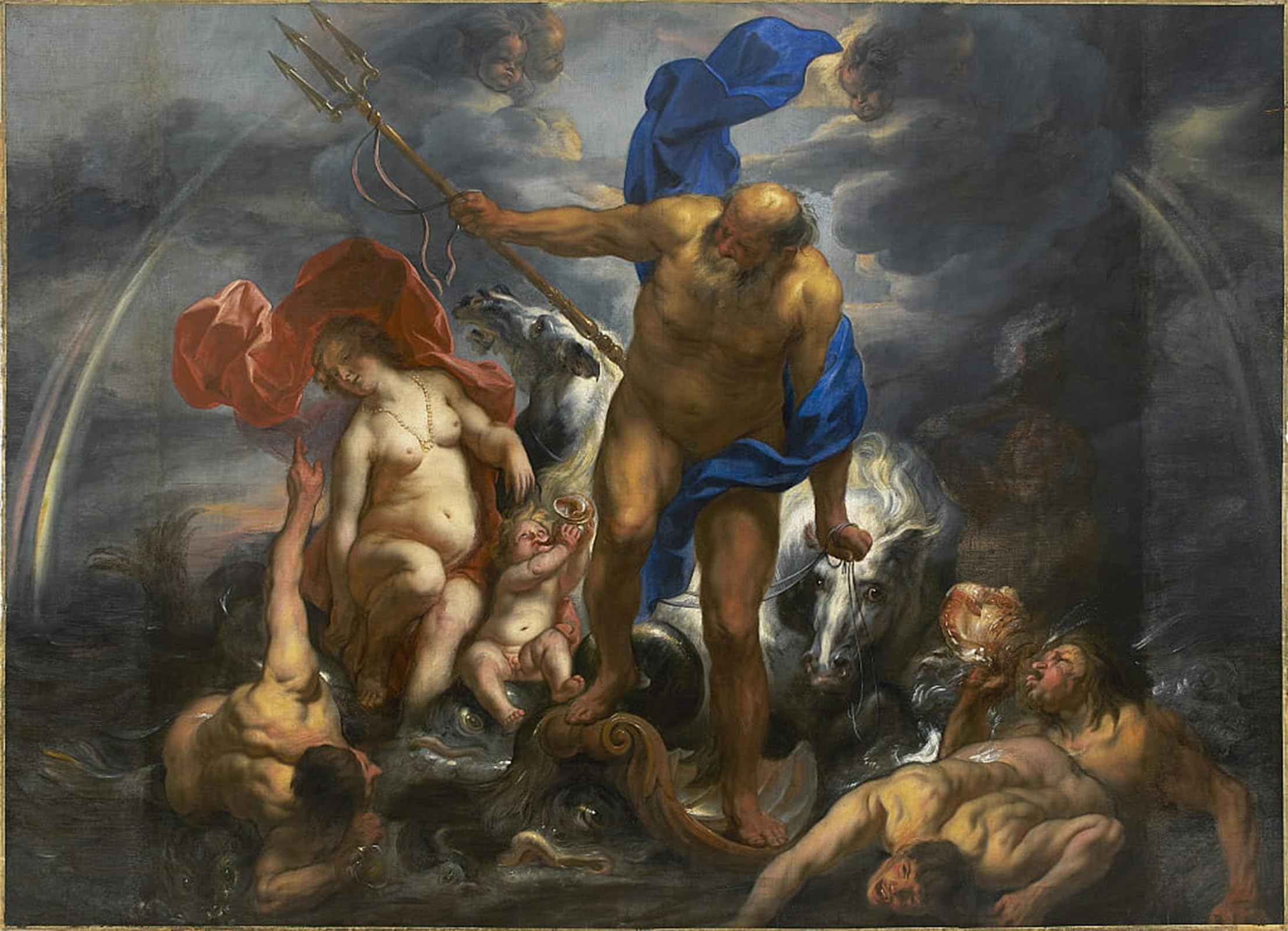ARTXLXXBN Famous Print Painting Colorful Art Print Neptune and Amphitrite by Jacob Jordaens Canvas Art Decorations for Home Decor 60x90cm