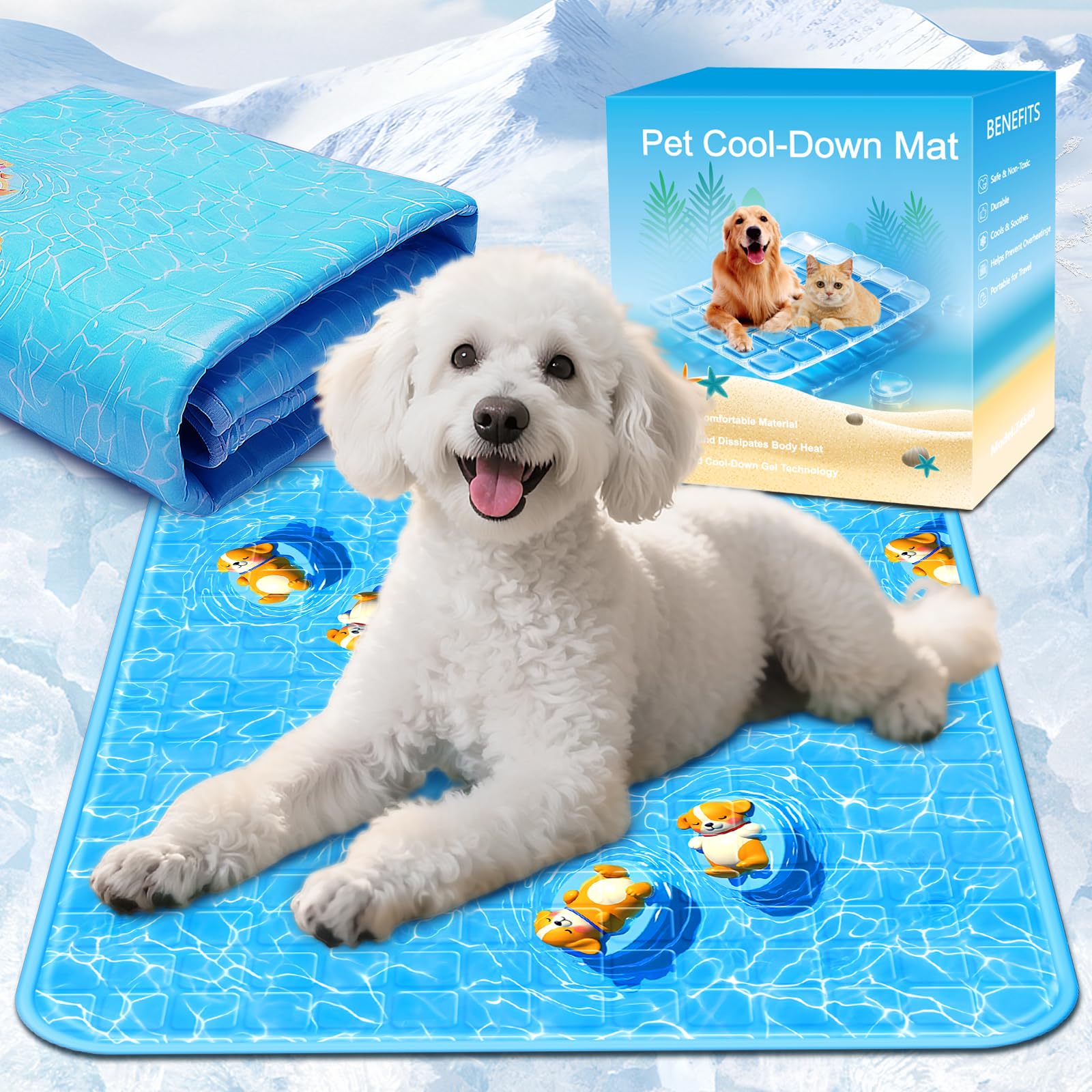 RARIRO Cooling Mat for Dogs Cooling Bed for Dogs 45×60CM M|New 2026|Self-Cooling Dog Cooling Mat Washable Pet Washable Claw-Resistant Dog Mat Cat Rabbit Cooling Mat for Dogs