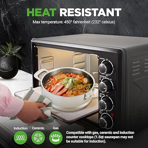 Miniatura 6 de NutriChef Juego de utensilios de cocina profesionales de acero inoxidable de 12 piezas, ollas de tres capas, sartenes antiadherentes de cerámica,