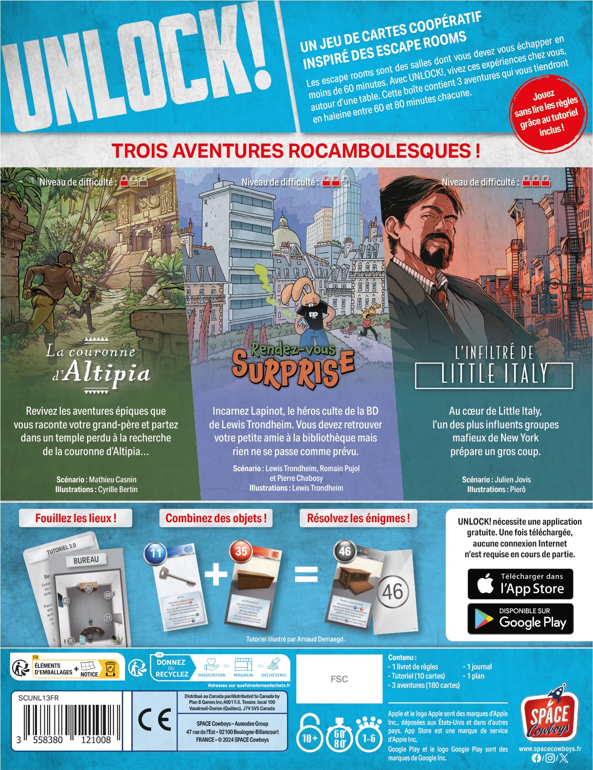 Asmodee Unlock! Risky Adventures Gra Escape Kooperacyjna Gra Karciana 1-6 Graczy 60 min Francuski