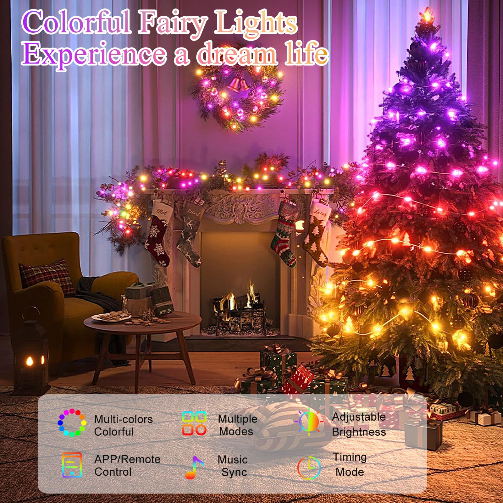 GEYUEYA Home Color Changing Fairy Lights 10M,66 LEDs Plug in Fairy Lights with Remote/APP Control Copper Wire Outdoor Christmas Lights Waterproof for Bedroom Wedding Halloween Decor - Image 2